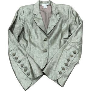 Vtg Garfield & Marks Blazer sz 2 Women Green Embroidered Linen blend
